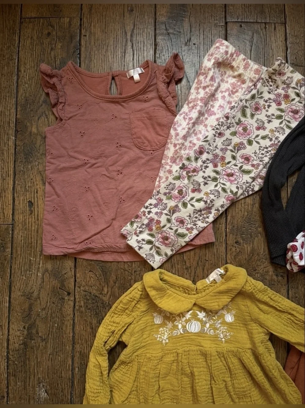 2T Girls Autumn Fall Bundle: Apple, Muslin Embroidered Pumpkin, Seasonal Chic